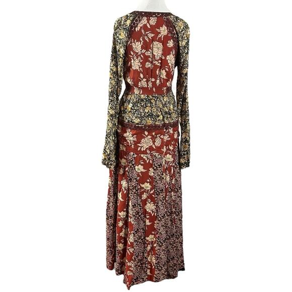 Free People Tilda Maxi Wrap Dress Neutral Small Western Bohemian Fall Witchy NWT - Picture 11 of 15